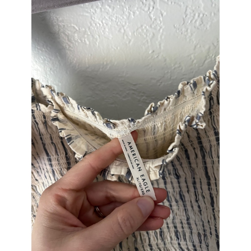 American Eagle AE Bella Smocked Crop Top Ruffle Tank Size XL Western Going Out - Picture 7 of 7